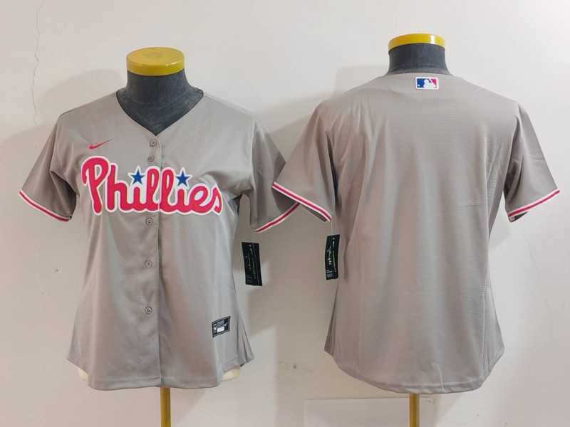 Womens Philadelphia Phillies Blank Grey Cool Base Jersey